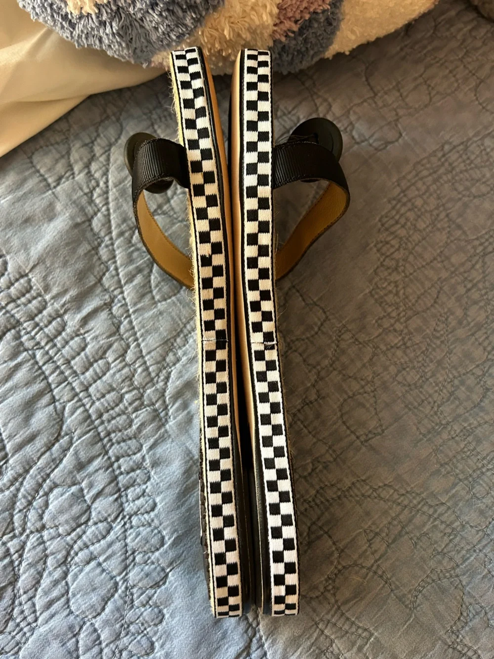 Summer Sandal Sale! Leon Max Espadrille Sandals w Black & White Check Detail